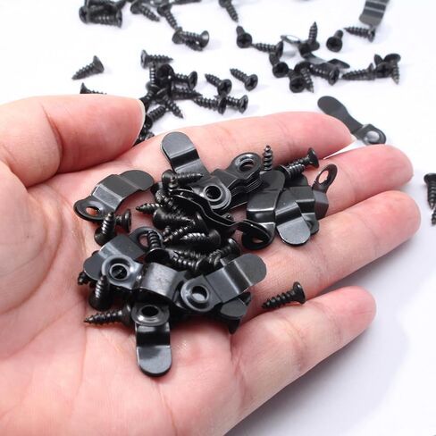 100 Pack Metal Picture Frames Turn Button Fasteners with 100 Pieces Screws - Frame Picture Hardware Backing Clips for Hanging Pictures, Photos - Black in Saudi Arabia
