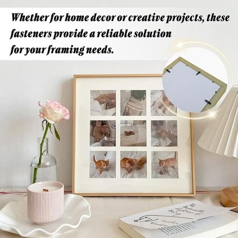 100 Pack Metal Picture Frames Turn Button Fasteners with 100 Pieces Screws - Frame Picture Hardware Backing Clips for Hanging Pictures, Photos - Black in Saudi Arabia