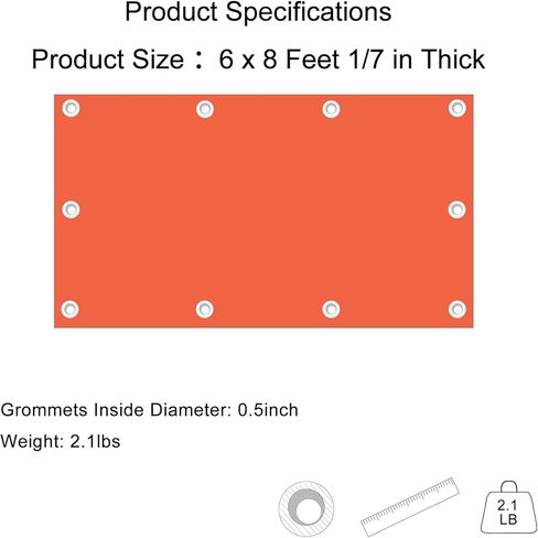 DIMAR GARDEN Concrete Curing Blanket, 6x8 Feet 0.15inch Thick, Outdoor Keep Warm Insulated Tarp, Waterproof PE Foam in Saudi Arabia