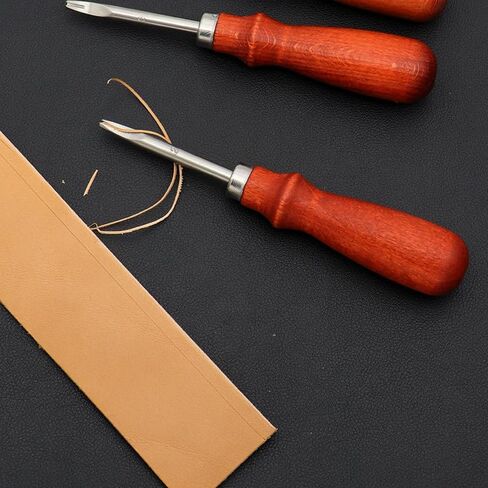 مجموعة أدوات حرفية جلدية مكونة من 4 قطع - تتضمن 3 حواف مشطوفة (1.2 مم، 1.0 مم، 0.8 مم) وسكين قطع واحد in Kuwait