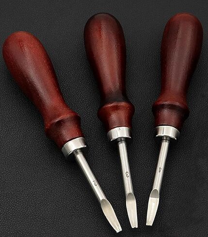 مجموعة أدوات حرفية جلدية مكونة من 4 قطع - تتضمن 3 حواف مشطوفة (1.2 مم، 1.0 مم، 0.8 مم) وسكين قطع واحد in Kuwait