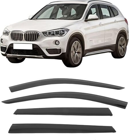 IKON MOTORSPORTS Tape on Low Profile Window Visors, Compatible with 2016-2022 BMW F48 X1, Acrylic Smoke/Tinted Rain Guards, Side Window Wind Deflectors 4PCS in Saudi Arabia