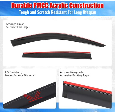 IKON MOTORSPORTS Tape on Low Profile Window Visors, Compatible with 2016-2022 BMW F48 X1, Acrylic Smoke/Tinted Rain Guards, Side Window Wind Deflectors 4PCS in Saudi Arabia