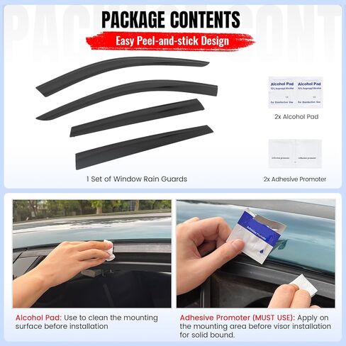IKON MOTORSPORTS Tape on Low Profile Window Visors, Compatible with 2016-2022 BMW F48 X1, Acrylic Smoke/Tinted Rain Guards, Side Window Wind Deflectors 4PCS in Saudi Arabia