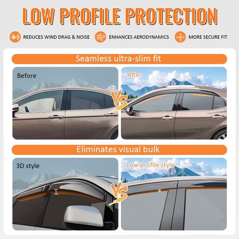 Tape on Low Profile Window Visors, Compatible with 2019-2025 Lexus UX-Series UX200 UX250h UX300h, Acrylic Smoke/Tinted Rain Guards, Side Window Wind Deflectors, 4PCS in Saudi Arabia