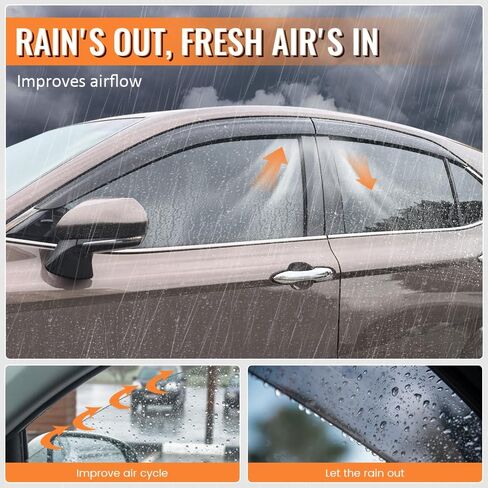 Tape on Low Profile Window Visors, Compatible with 2019-2025 Lexus UX-Series UX200 UX250h UX300h, Acrylic Smoke/Tinted Rain Guards, Side Window Wind Deflectors, 4PCS in Saudi Arabia
