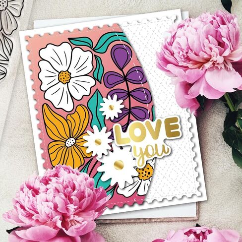 INFUNLY Layered Ranunculus Clear Stamps and Cutting Dies Set with Reusable Wall Painting Template for Card Making Floral Butterfly Silicone Stamps Words Die Cuts Stencils for DIY Craft Scrap-Booking in Saudi Arabia