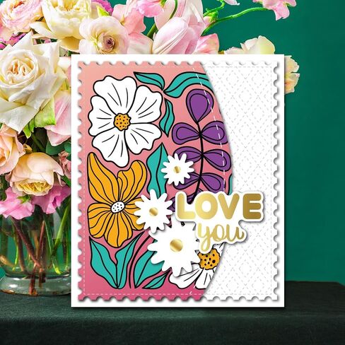 INFUNLY Layered Ranunculus Clear Stamps and Cutting Dies Set with Reusable Wall Painting Template for Card Making Floral Butterfly Silicone Stamps Words Die Cuts Stencils for DIY Craft Scrap-Booking in Saudi Arabia