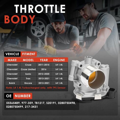 Electronic Throttle Body Fit for Cruze 2011-2015, Cruze Limited 2016, Trax 2013-2021, Sonic 2012-2020 & Buick Encore 2013-2021, L4 1.4L, Replace # 0280750498 55565489 977359 in Saudi Arabia