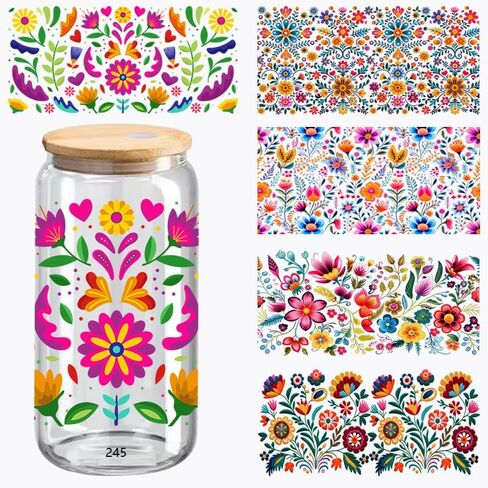 UV DTF Cup Wrap, 5-Pack Cup Stickers, for 16 oz Cups, Glass and Wood Crafts Supplies (236) in Saudi Arabia