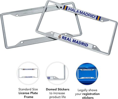 Desert Cactus Real Madrid FC Car Accessories Los Blancos Madridistas Soccer Metal License Plate Frame and Tag Holder for Front or Rear of Vehicle (Frame - Design B) in Saudi Arabia