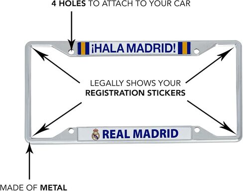 Desert Cactus Real Madrid FC Car Accessories Los Blancos Madridistas Soccer Metal License Plate Frame and Tag Holder for Front or Rear of Vehicle (Frame - Design B) in Saudi Arabia
