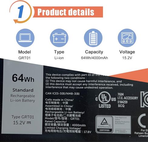 ASODI 4XKN5 65Wh 6-Cell Laptop Battery Compatible with Dell Latitude 5404 5414 E5404 7404 7414 E7404 P45G P46G Rugged Extreme Series CJ2K1 X8VWF XN4KN DKNKD 5XT3V 09FN4 XRJDF YGV51 11.1V in Kuwait