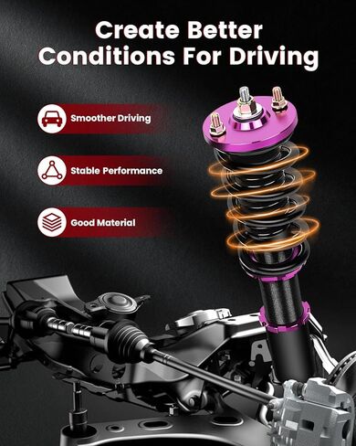 cciyu Coilover Suspension Shock Absorbers Adjustable Coilovers Lowering Kit Fit for 1994-2001 for Acura Integra /1992-2000 for Honda Civic /1993-1997 for Honda Civic del Sol - Purple in Saudi Arabia