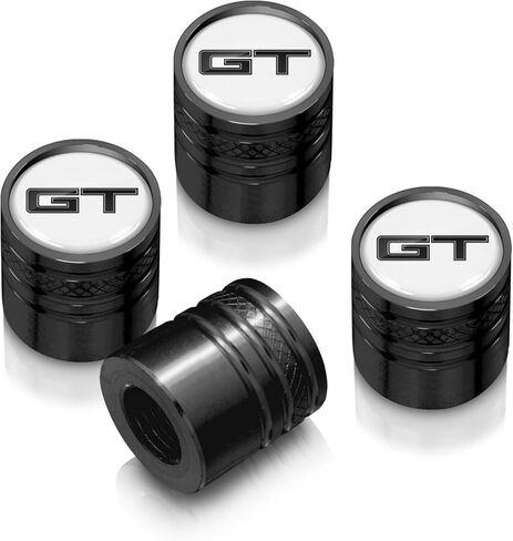 iPick Image for Ford Mustang GT Black Cylinder-Style Aluminum Tire Valve Stem Caps - Official Licensed in Saudi Arabia