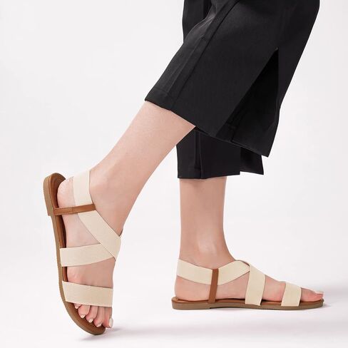 Rekayla Flat Elastic Sandals for Women Black size 6 in Kuwait