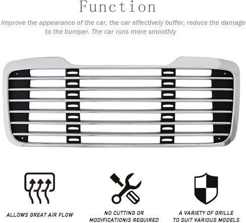 Front Hood Radiator Grille without Bug Screen Compatible With Freightliner M2 Busines Class Chrome in Saudi Arabia