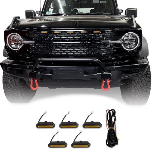 IAG I-Line 5pc Amber Grille Light Kit لفورد برونكو 2021+ شبكة عالية الجودة فقط (Badlands، Wildtrak، الإصدار الأول) in Kuwait