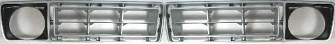 مجموعة شبكة Evan-Fischer متوافقة مع شبكة Ford F-150 البلاستيكية 1976-1977 وغطاء فضي وإدراج مع فتحات المصابيح الأمامية المستديرة مجموعة من 2 in Saudi Arabia