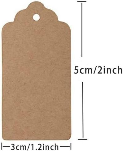 100Pcs Kraft Paper Gift Tags with String, Blank Gift Tags, Christmas Gift Tag, Holiday Hangtags for Gift Wrapping, DIY Arts and Crafts, 2x1.2 inch in Saudi Arabia
