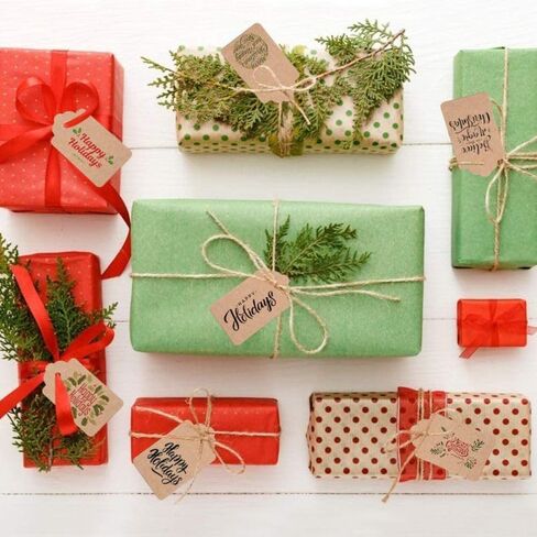 100Pcs Kraft Paper Gift Tags with String, Blank Gift Tags, Christmas Gift Tag, Holiday Hangtags for Gift Wrapping, DIY Arts and Crafts, 2x1.2 inch in Saudi Arabia