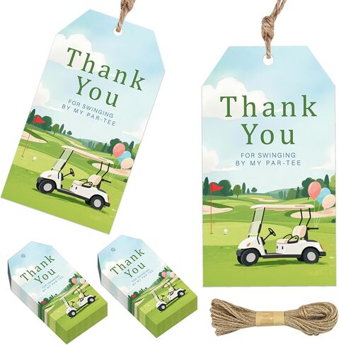 50Pcs Golf Thank You Tags Golf Course Cart Balloon Appreciation Tag with String Thank You for Swinging by My Par-Tee Gift Tags for Sports Theme Birthday Bridal Shower Gender Reveal Party Favors in Kuwait
