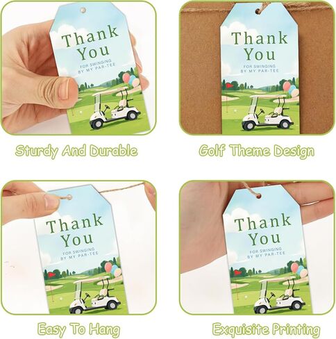 50Pcs Golf Thank You Tags Golf Course Cart Balloon Appreciation Tag with String Thank You for Swinging by My Par-Tee Gift Tags for Sports Theme Birthday Bridal Shower Gender Reveal Party Favors in Kuwait