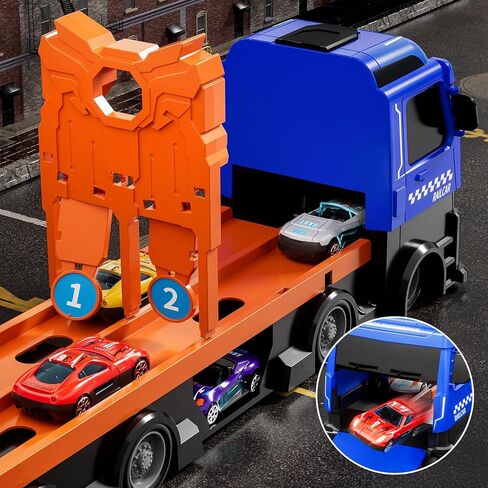 78-Inch Cars Trucks Toys for Toddler 1-3 2-4 3-5 4-7 Years Old Boys Kids, Transport Truck Toys with 24 Pcs Die-Cast Cars, Toys Gifts for 3 4 5 6 Year Old Boys, Toddler Boy Toys Ages 3-5 4-7 in Saudi Arabia