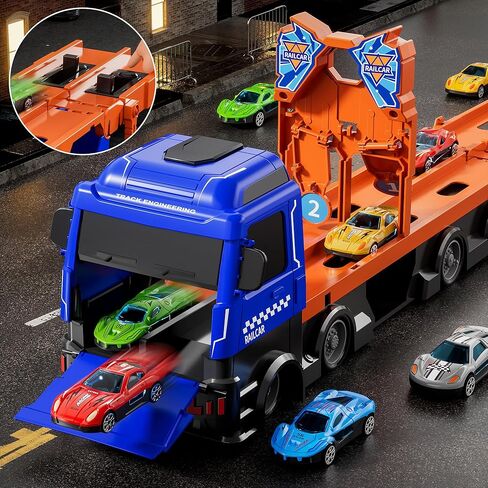 78-Inch Cars Trucks Toys for Toddler 1-3 2-4 3-5 4-7 Years Old Boys Kids, Transport Truck Toys with 24 Pcs Die-Cast Cars, Toys Gifts for 3 4 5 6 Year Old Boys, Toddler Boy Toys Ages 3-5 4-7 in Saudi Arabia