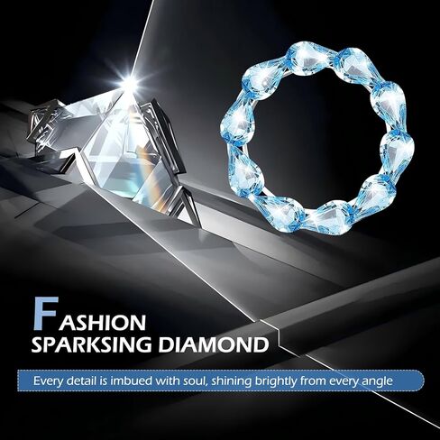 Bling Car Ignition Switch Cover, Rhinestone Crystal Push to Start Button Cover Ring, Creative Teardrop Inlaid Decorative Accessory, Universal for Most Cars (White)​ in Saudi Arabia