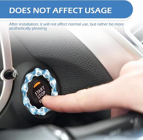 Bling Car Ignition Switch Cover, Rhinestone Crystal Push to Start Button Cover Ring, Creative Teardrop Inlaid Decorative Accessory, Universal for Most Cars (White)​ in Saudi Arabia