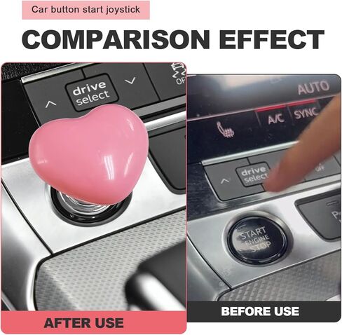 غطاء زر تشغيل السيارة بلمسة واحدة، مفتاح إيقاف تشغيل المحرك، ديكور مع رافعة هزازة، ملحق سيارة رائع ومقاوم للخدش لمعظم المركبات على شكل قلب (أحمر) in Kuwait