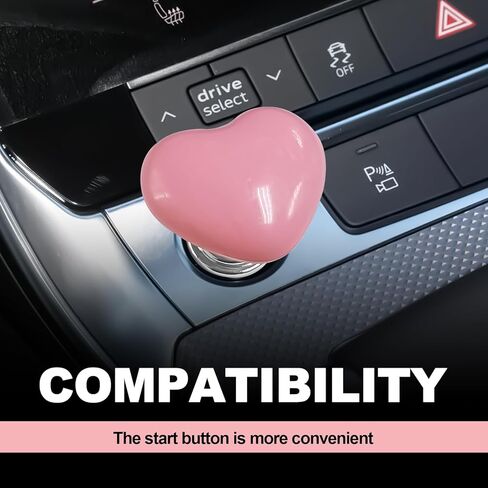 غطاء زر تشغيل السيارة بلمسة واحدة، مفتاح إيقاف تشغيل المحرك، ديكور مع رافعة هزازة، ملحق سيارة رائع ومقاوم للخدش لمعظم المركبات على شكل قلب (أحمر) in Kuwait