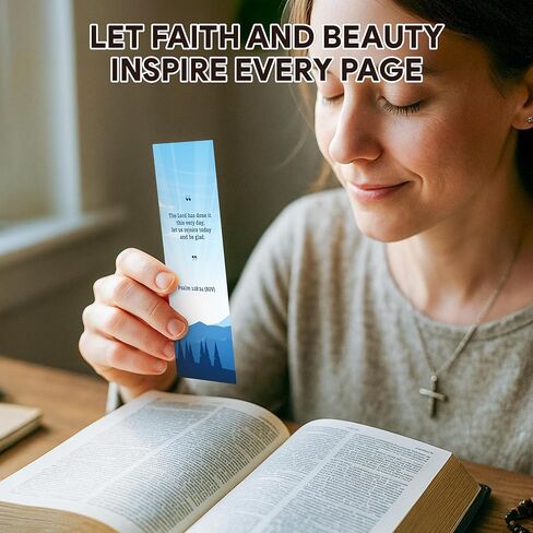 100 حزمة من الإشارات المرجعية لآية الكتاب المقدس مقاس 2x6.5 بوصة بشكل مزخرف - 50 تصميمًا مشهديًا علامات كتاب ملهمة على الوجهين للنساء والرجال - المجلات والكتاب المقدس والانعكاس الأمين in Saudi Arabia