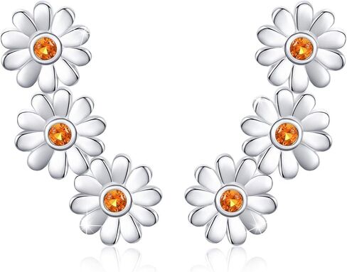 925 Sterling Silver Daisy Small Hoops Earrings, Hypoallergenic Huggie Earrings for Sensitive Ears, Daisy Sunflower Jewelry Mother Day Birthday Gift for Women Daughter Girlfriend with Gift Box in Kuwait