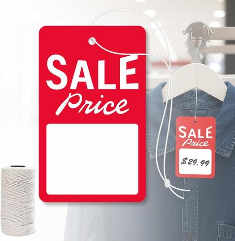 Sale Price Tags with String Attached - Supermarket Pricemarker Labels Supplies for Clothing, Shoes, Snacks, 100 Pcs in Saudi Arabia