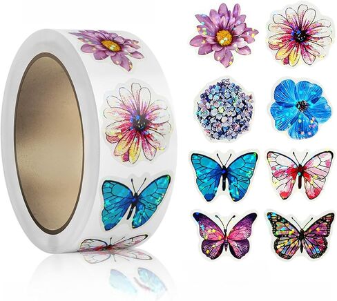 500PCS Butterfly Stickers Roll, Waterproof Vinyl Cute Decals, Funny Sticker Pack for Laptop, Scrapbook, Bottles, Journals, DIY Crafts (8 Styles) in Saudi Arabia