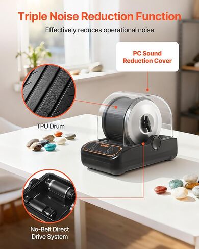 VEVOR Rock Tumbler, 3 lb Rock Polishing Machine, Rocks Tumbling Kit with 4-Speed Adjustment, 1–9 Day Timer, PC Sound Reduction Cover & TPU Drum, Direct Drive Motor Rocks Polishing, Quiet Operation in Saudi Arabia
