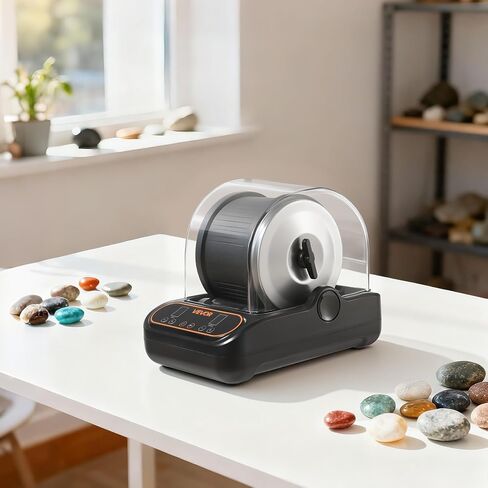 VEVOR Rock Tumbler, 3 lb Rock Polishing Machine, Rocks Tumbling Kit with 4-Speed Adjustment, 1–9 Day Timer, PC Sound Reduction Cover & TPU Drum, Direct Drive Motor Rocks Polishing, Quiet Operation in Saudi Arabia