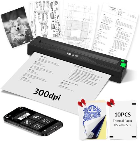 Portable Printers Wireless for Travel,Upgraded Inkless Thermal Bluetooth Mini Printer Compatible with Android,iOS&Laptop,Support 8.5" X 11" US Letter&A4,Portable Small Mobile Travel Printer for Home in Saudi Arabia