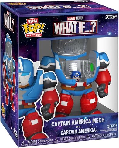 Funo Pop! Bitty Bots: Marvel - Captain America Mech with Captain America - 0.9 Inch and 4.7 Inch (11.9 Cm) - Television Collectable - Gift Idea - Toys for Kids & Adults in Saudi Arabia