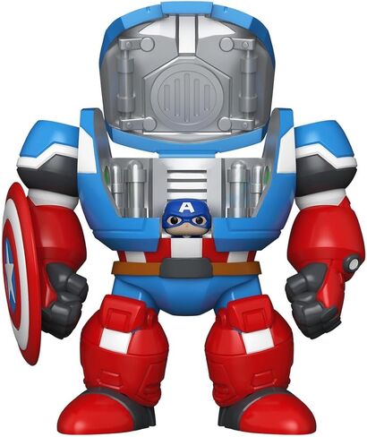 Funo Pop! Bitty Bots: Marvel - Captain America Mech with Captain America - 0.9 Inch and 4.7 Inch (11.9 Cm) - Television Collectable - Gift Idea - Toys for Kids & Adults in Saudi Arabia