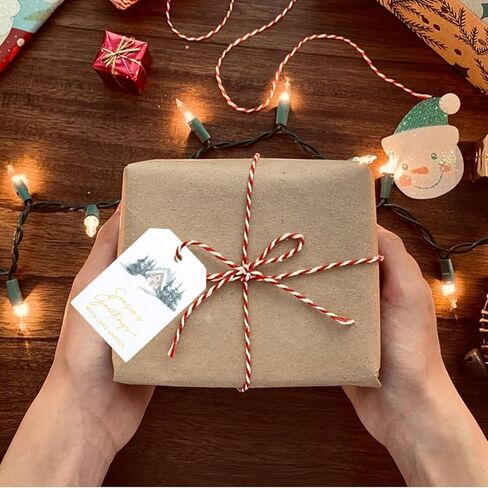 48Pcs Premium String Tags with Winter Scenes, 4 Pattern Mixed Paper Gift Labels for Present Decoration in Saudi Arabia