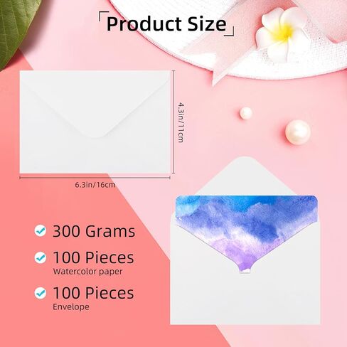 50 Sheets Watercolor Paper with Envelopes, 140lb/300 GSM Postcards Cold Press Paper White Water Color Paper for Creative Christmas Greeting Cards Thank You Cards, Wedding Invitations(4x6 Inch) in Saudi Arabia