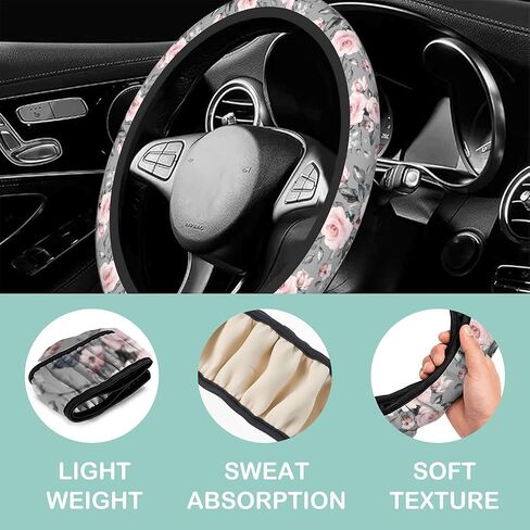Boho Ethnic Aztec Tribal Steering Wheel Cover,Non-Slip Neoprene Universal 15 Inch Car Steering Wheel Cover with 2 Pcs Car Coasters Suitable for Men Women in Saudi Arabia