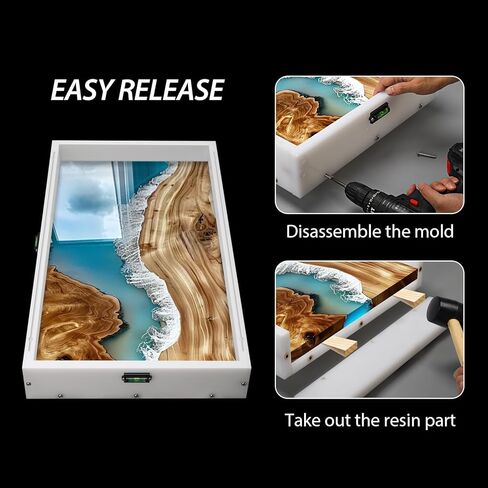 Large Reusable Epoxy Resin Mold 52×26×3 Adjustable Clamping System – Ideal Resin Molds for Coffee Tables, Trays, Cutting Boards & DIY Projects in Saudi Arabia