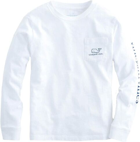 vineyard vines Kids' Long-Sleeve Vintage Whale Garment-Dyed Pocket Tee in Saudi Arabia