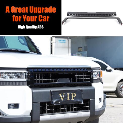 Front Bumper Grille Upper Grill Trim Cover Compatible with Toyota Land Cruiser Prado 250 J250 LC250 2024 2025 Accessories, ABS Front Hood Center Grill Trim Accessories (Bright Black) in Saudi Arabia