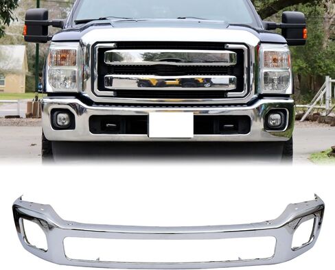 شريط وجه المصد الأمامي من الفولاذ الكروم متوافق مع 2011-2016 F-250 F-350 Super Duty استبدال لتصميم نمط الانقسام FO1002416 in Saudi Arabia