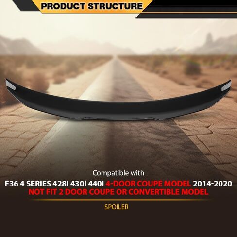 Rear Trunk Spoiler Wing Compatible with BMW F36 4 Series 428i 430i 440i Gran Coupe 4DR Model 2014-2020 PSM Style Gloss Black in Saudi Arabia
